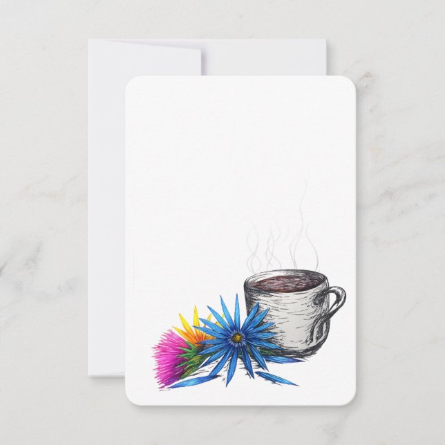Tarjeta Pequeña Café y Flores Silvestres (Anverso)