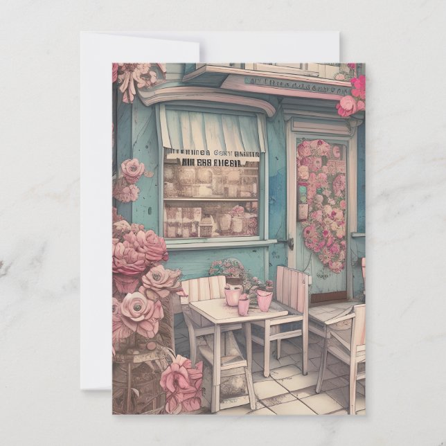 Tarjeta Pequeña Cafetería de Cute Shabby Chic (Anverso)