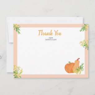 Tarjeta Pequeña Caída de calabaza Agua color Bebé Ducha Gracias