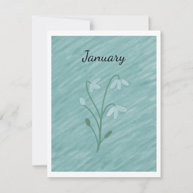 Tarjeta Pequeña Caída de Nieve (Enero) (Anverso)