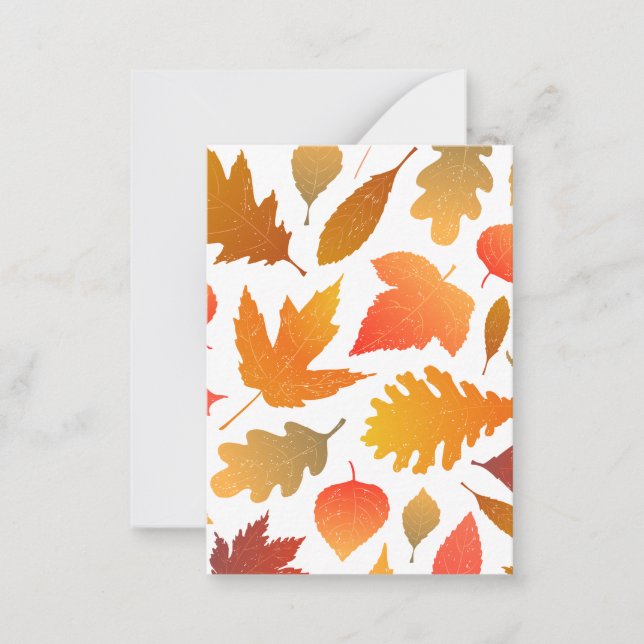 Tarjeta Pequeña Caída del otoño - Acogedor patrón de hojas (Anverso)