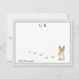 Tarjeta Pequeña Cairn Terrier Dog Gray Border Monograma Tu Nombre