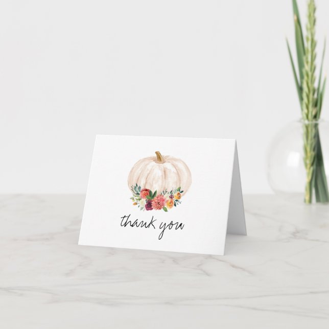 Tarjeta Pequeña Calabaza Cae Baby Shower Gracias (Anverso)