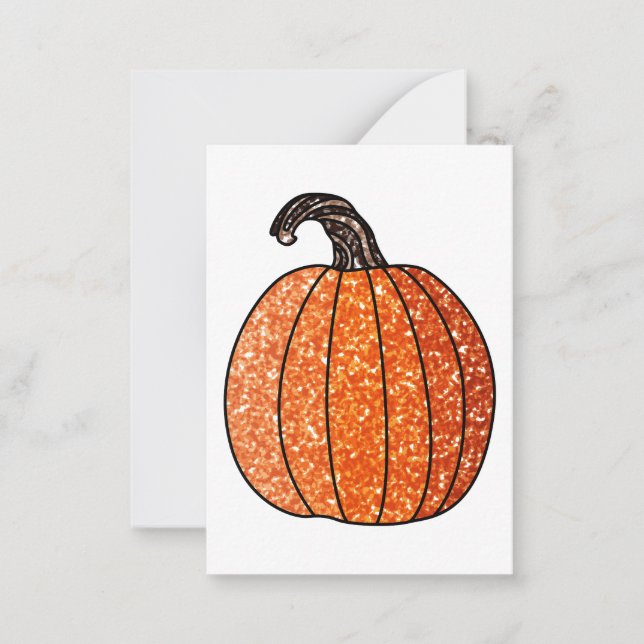 Tarjeta Pequeña Calabaza con Brillo (Anverso)