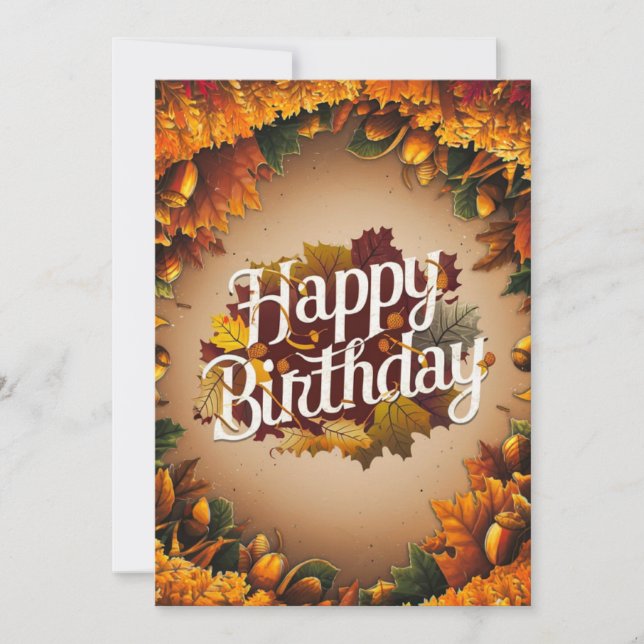 Tarjeta Pequeña Calabaza Cosmopolita Otoño Feliz cumpleaño (Anverso)