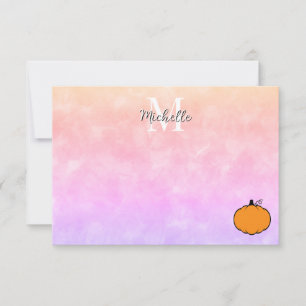 Tarjeta Pequeña Calabaza De Dibujos Animados Adorable Acuarela Col