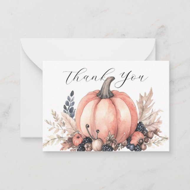 Tarjeta Pequeña Calabaza encantadora Gracias (Anverso)