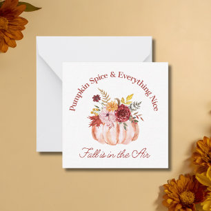 Tarjeta Pequeña Calabaza Floral Acuarela de Otoño Día de Acción de
