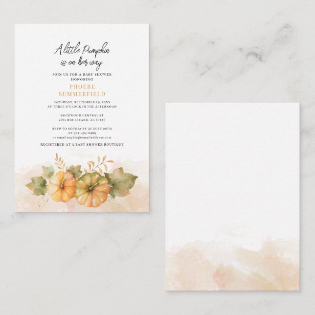 Tarjeta Pequeña Calabaza pequeña presupuestal en su camino a Baby  (Anverso / Reverso)