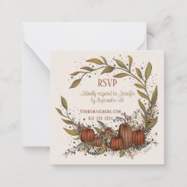 Tarjeta Pequeña Calabaza Wreath Boda de Inespirivitalidad Otumn rs