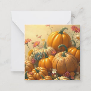 Tarjeta Pequeña Calabazas Florales Suaves