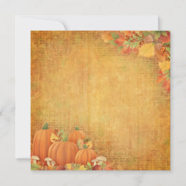 Tarjeta Pequeña Calabazas otoñales y ilustracion follaje