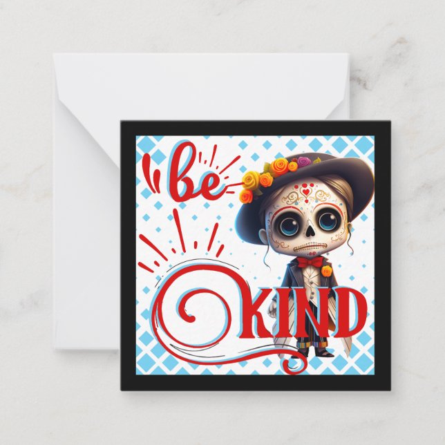 Tarjeta Pequeña Calavera de Azúcar Amable (Anverso)