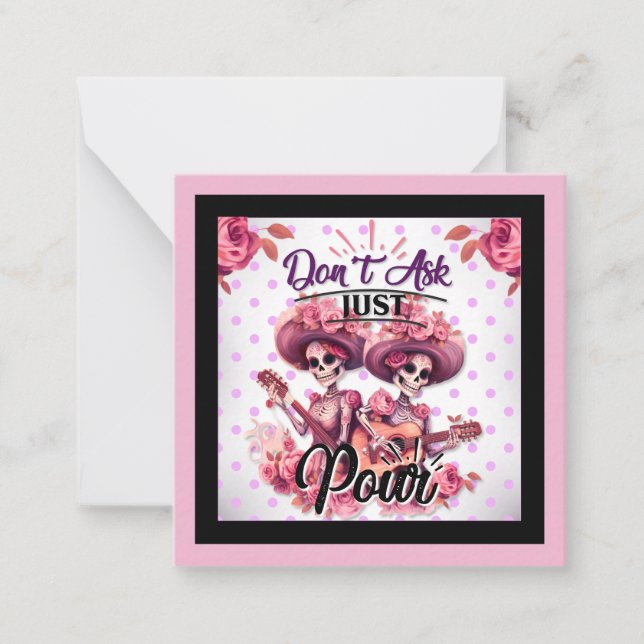 Tarjeta Pequeña Calavera de azúcar morado y Bonito (Anverso)
