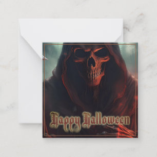Tarjeta Pequeña Calavera de la Parca Halloween Arte Espeluznante