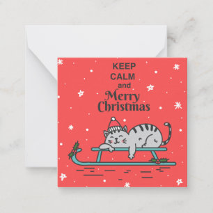 Tarjeta Pequeña Calendario de Adviento de Gato de Navidad Lindo