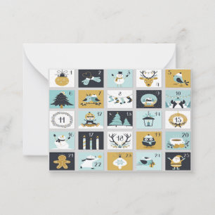 Tarjeta Pequeña Calendario de Navidades divertidos