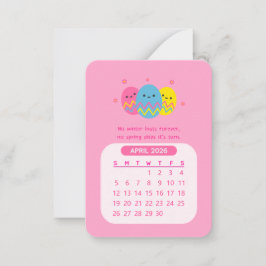 Tarjeta Pequeña Calendario mensual de motivación kawaii de abril d