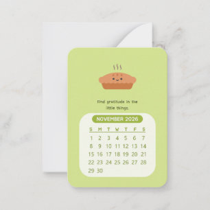 Tarjeta Pequeña Calendario mensual de motivación Kawaii de noviemb