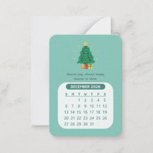 Tarjeta Pequeña Calendario mensual kawaii motivacional de diciembr