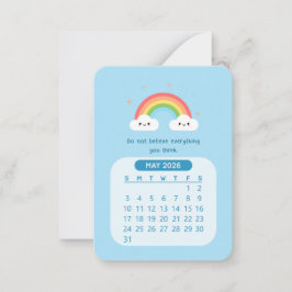 Tarjeta Pequeña Calendario mensual motivacional lindo kawaii mayo