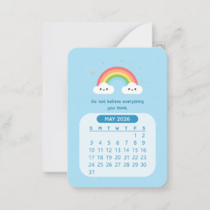 Tarjeta Pequeña Calendario mensual motivacional lindo kawaii mayo 