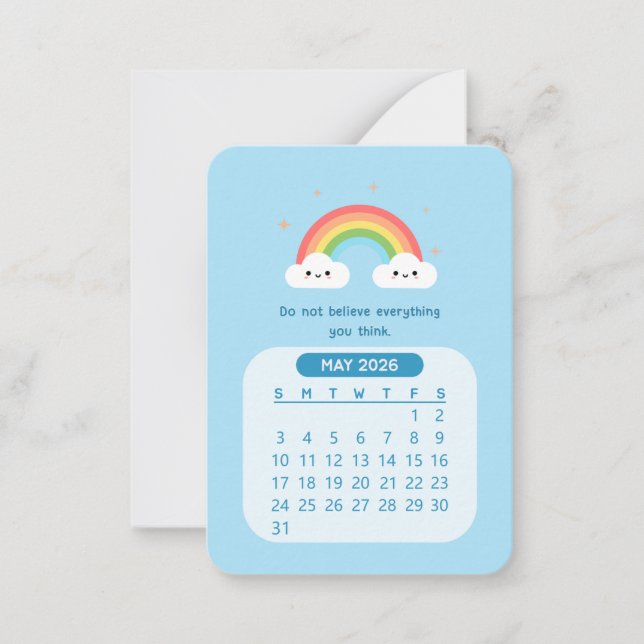 Tarjeta Pequeña Calendario Motivacional De Kawaii Mensual De Mayo  (Anverso)