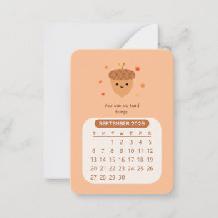Tarjeta Pequeña Calendario Motivacional Kawaii de Septiembre de 20