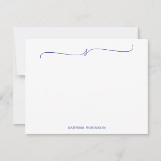 Tarjeta Pequeña Caligrafía azul Minimalista clásica