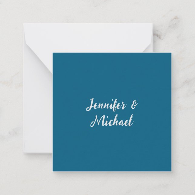 Tarjeta Pequeña Caligrafía azul oceánica minimalista profesional (Anverso)