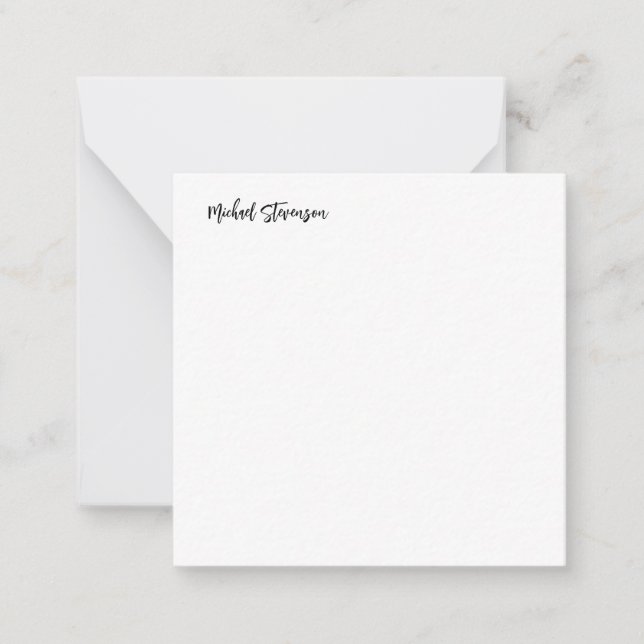 Tarjeta Pequeña Caligrafía Blanco negro Personalizado Llanura Mode (Anverso)