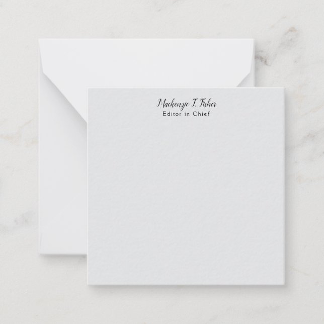 Tarjeta Pequeña Caligrafía clásica Elegante Plata simple Gris (Anverso)