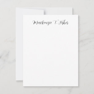 Tarjeta Pequeña Caligrafía Clásica Elegante Sencilla Blanco & Negr