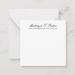 Tarjeta Pequeña Caligrafía clásica elegante simple negro y blanco