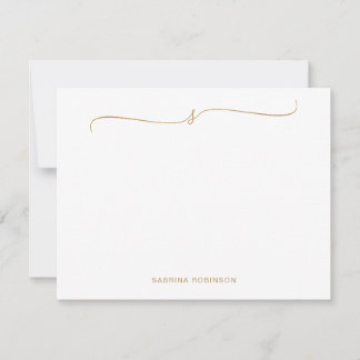 Tarjeta Pequeña Caligrafía clásica Minimalista de oro