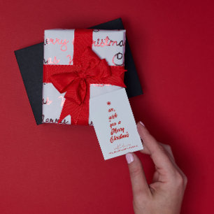 Tarjeta Pequeña Caligrafía de árbol de Navidad   Nombre de familia