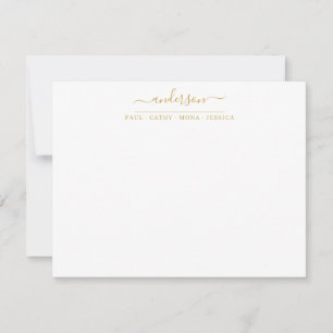 Tarjeta Pequeña Caligrafía del guión de oro del apellido Faux Gold