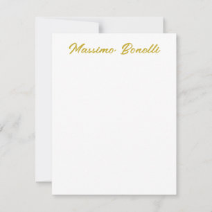 Tarjeta Pequeña Caligrafía Elegante Dorado Blanco Llano Nombre Sim