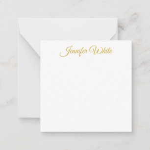 Tarjeta Pequeña Caligrafía Elegante Dorado & Blanco Nombre Retro A