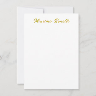 Tarjeta Pequeña Caligrafía Elegante Dorado Blanco Sencillo Nombre