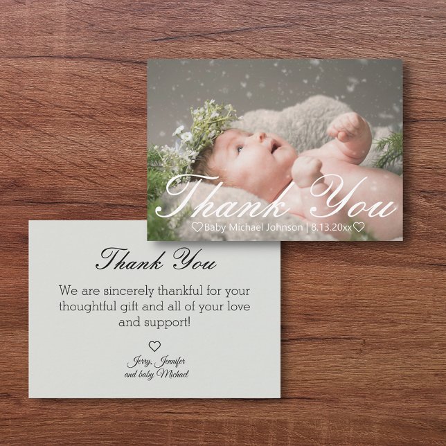 Tarjeta Pequeña caligrafía elegante gracias a la foto de un niño r (Subido por el creador)