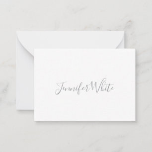 Tarjeta Pequeña Caligrafía Elegante negrita Negrita Retro Gris Nom