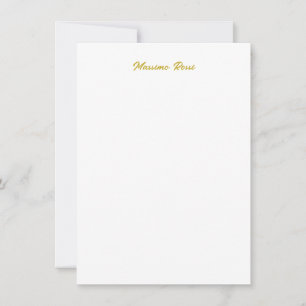 Tarjeta Pequeña Caligrafía Elegante Oro Blanco Llano Nombre Simple