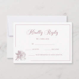 Tarjeta Pequeña Caligrafía Floral Rosa Claro RSVP de Boda