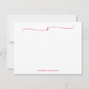 Tarjeta Pequeña Caligrafía magenta Minimalista clásica