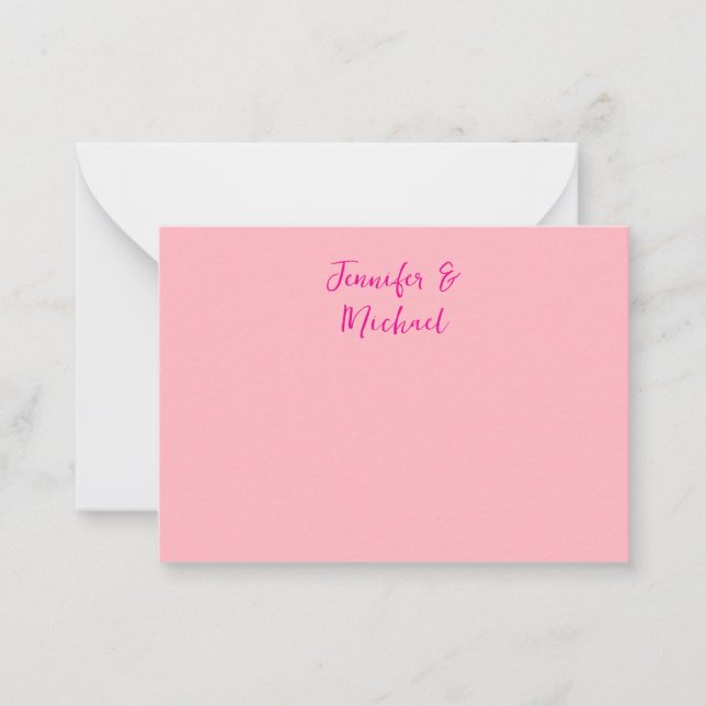 Tarjeta Pequeña Caligrafía minimalista profesional rosa (Anverso)