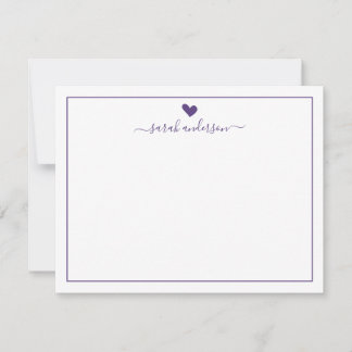 Tarjeta Pequeña Caligrafía moderna Corazón púrpura personalizada