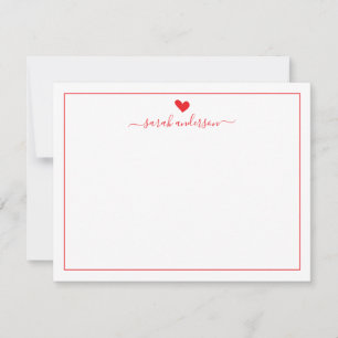 Tarjeta Pequeña Caligrafía moderna corazón rojo personalizado