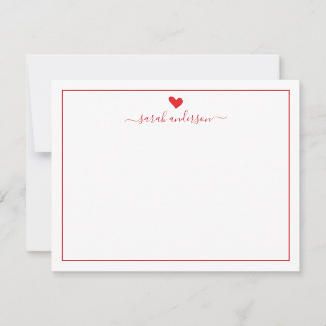 Tarjeta Pequeña Caligrafía moderna corazón rojo personalizado (Anverso)