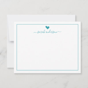 Tarjeta Pequeña Caligrafía moderna Corazón Verde azulado personali
